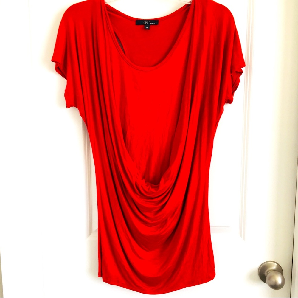 B’leeve brick red color layered attached tank top blouse size small
